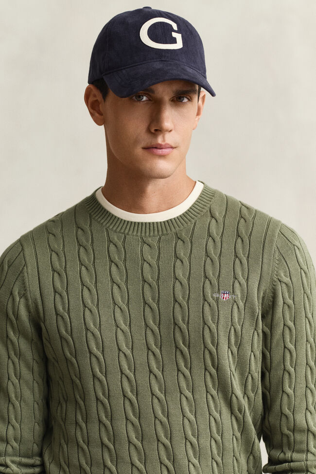 Cotton Cable Knit Crew Neck Sweater