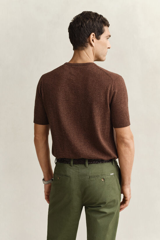 Slub Cotton Blend Short Sleeve Sweater