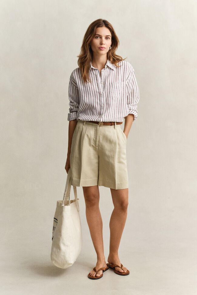Relaxed Fit Striped Linen Shirt