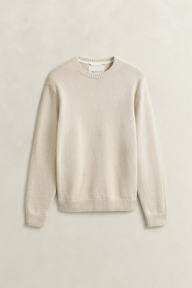 Cotton Blend Crew Neck Sweater