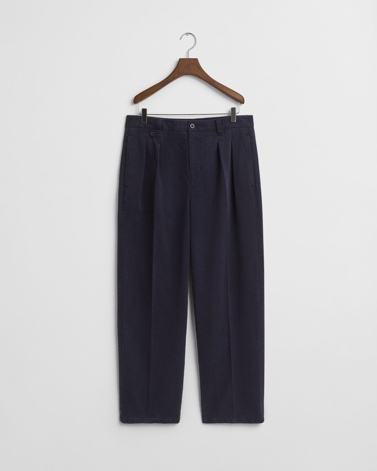 Relaxed Fit Pleated Cotton Twill Chinos