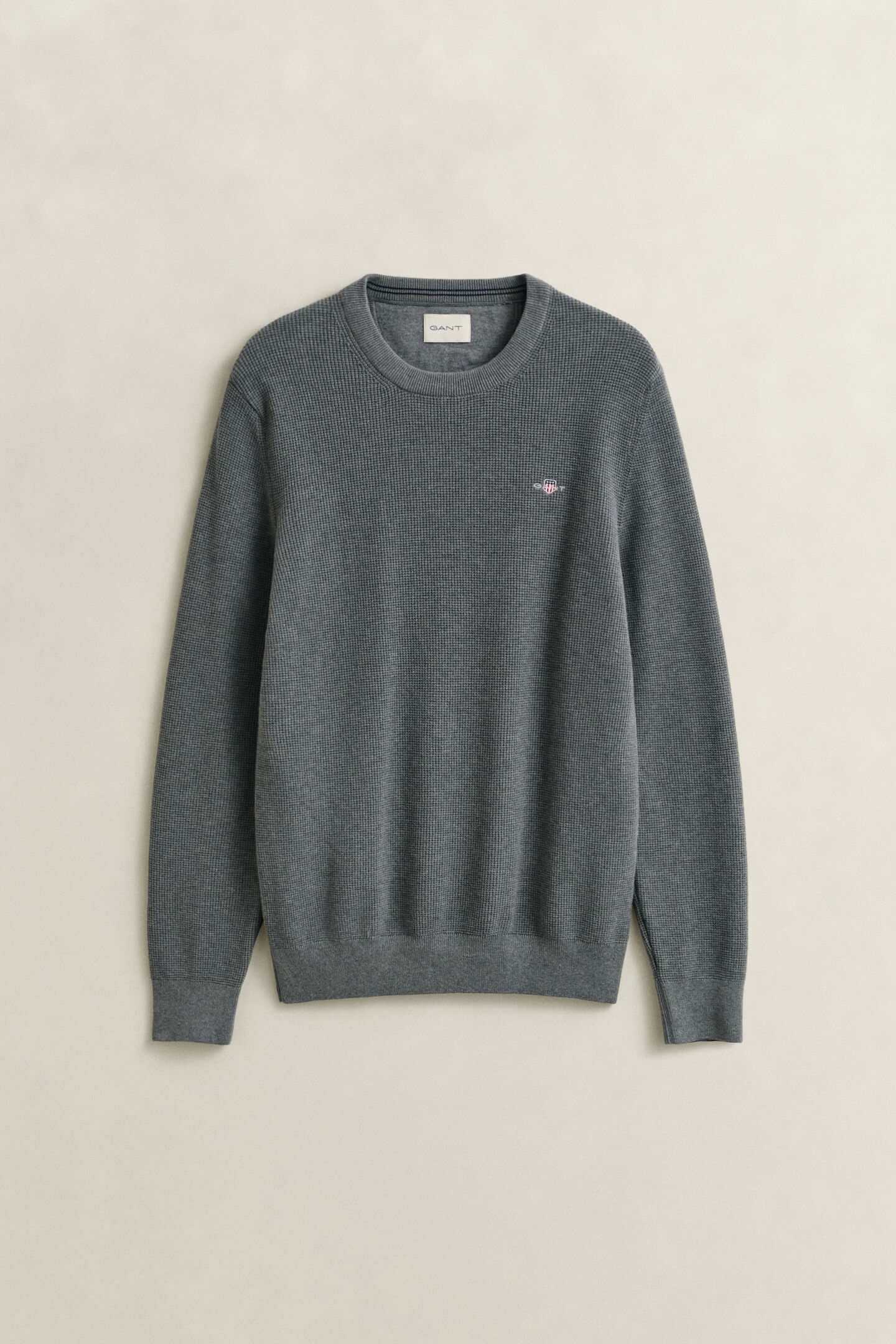 Textured Cotton Crew Neck Sweater