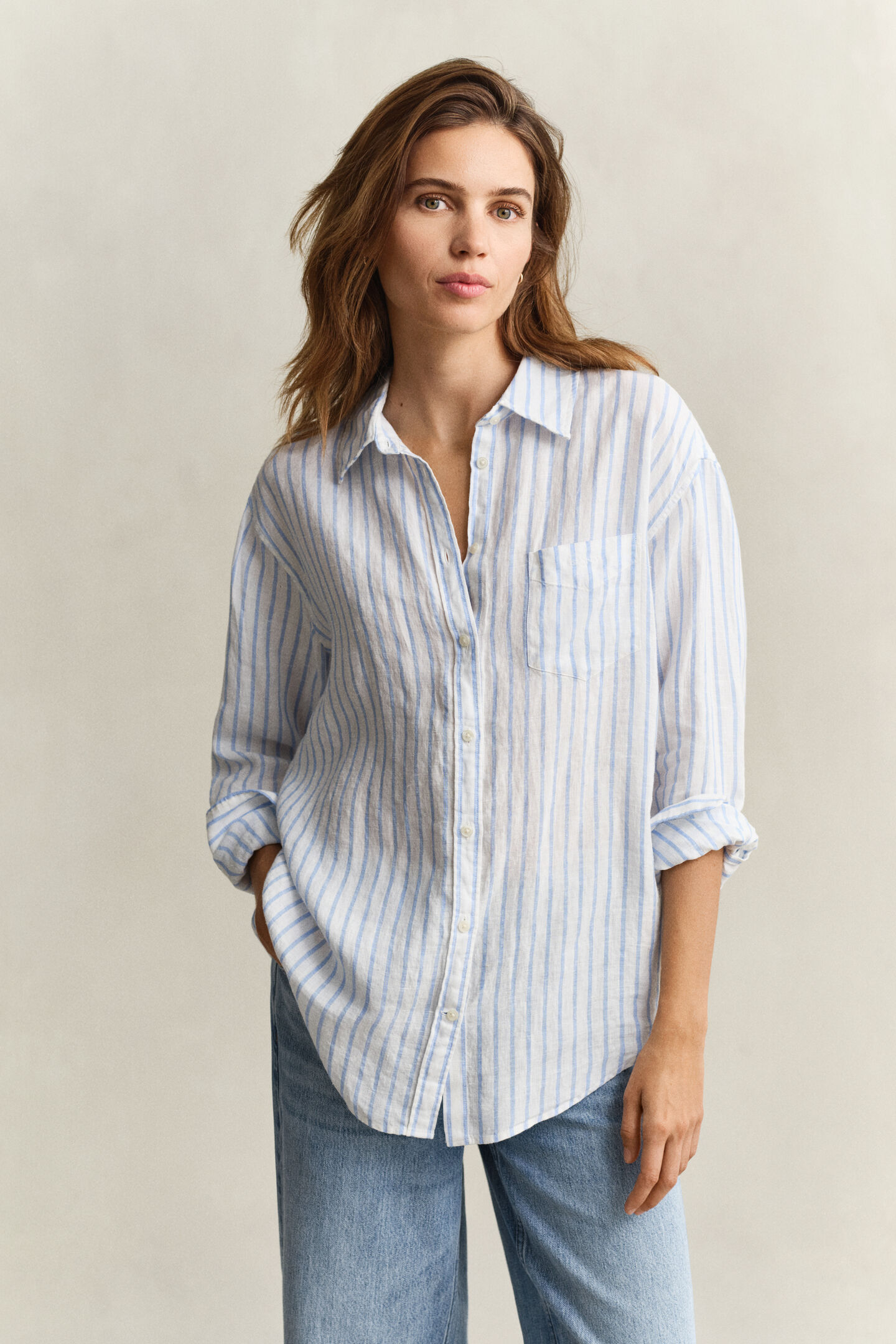 Relaxed Fit Striped Linen Shirt