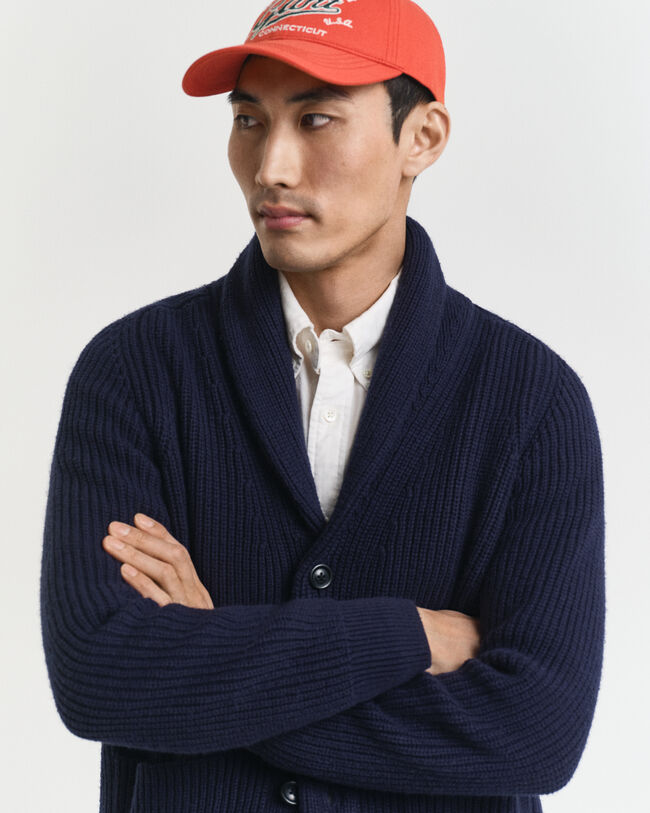 Wool Blend Shawl Collar Cardigan