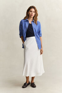 Flared Linen Blend Skirt