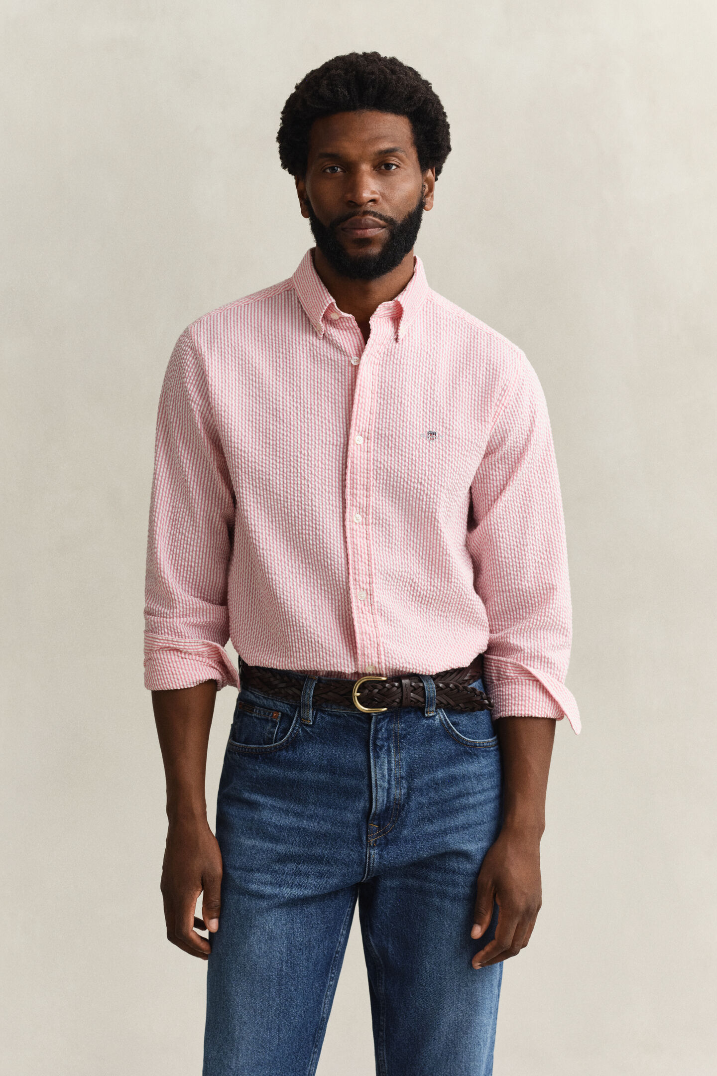 Regular Fit Striped Seersucker Shirt