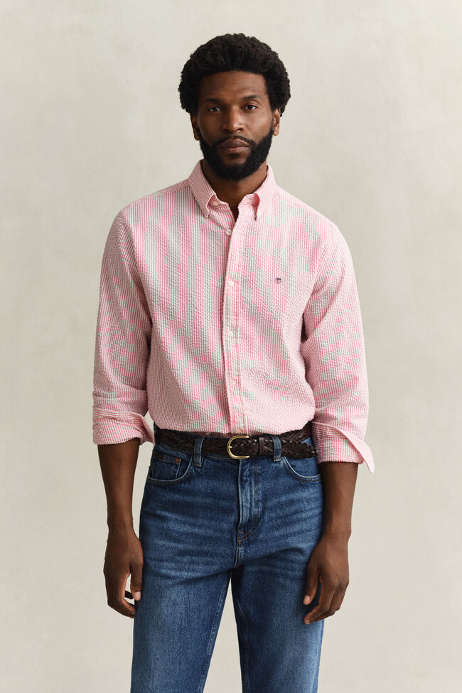 Regular Fit Striped Seersucker Shirt