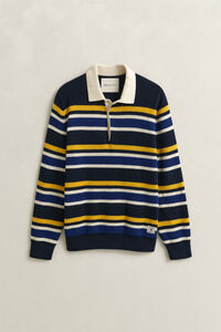 Striped Rib Polo Sweater