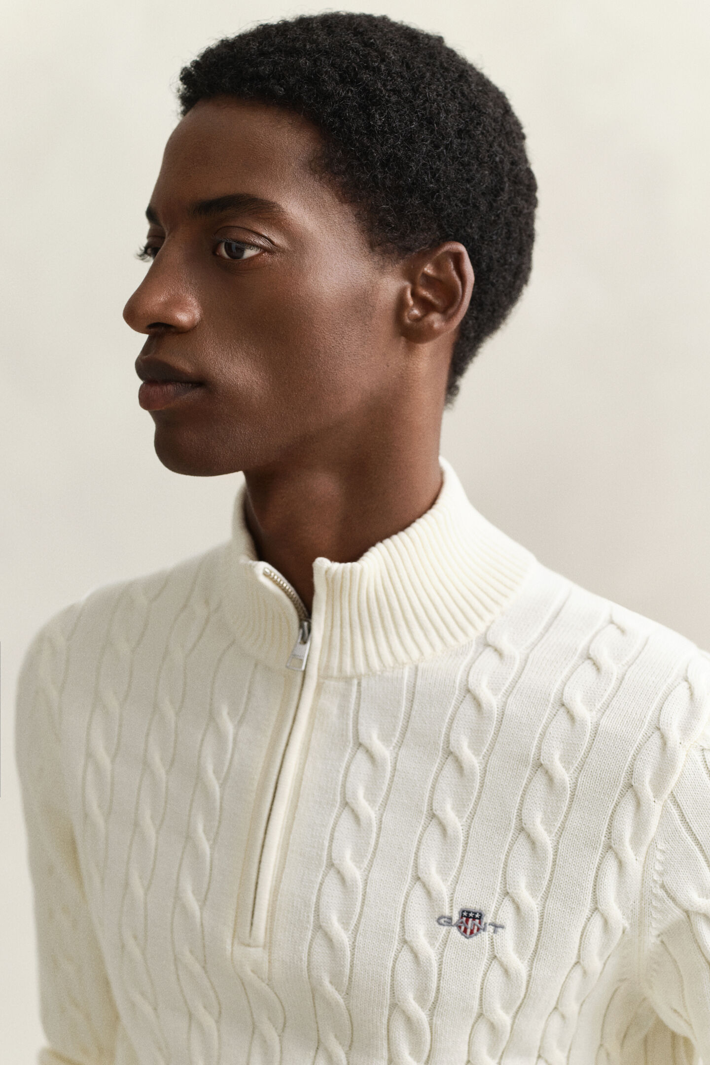 Cotton Cable Knit Half-Zip Sweater