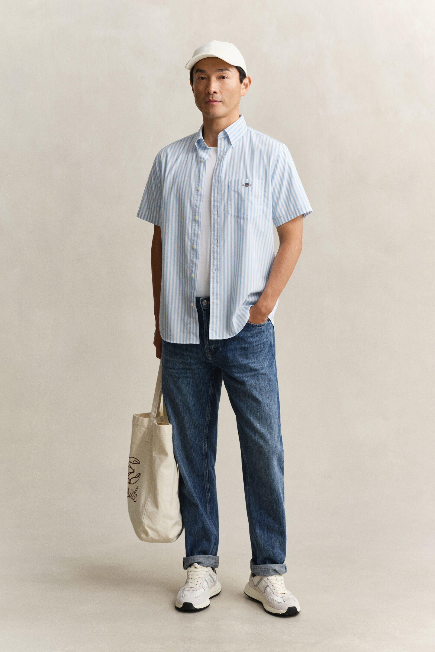 Striped Classic Poplin Short Sleeve Shirt