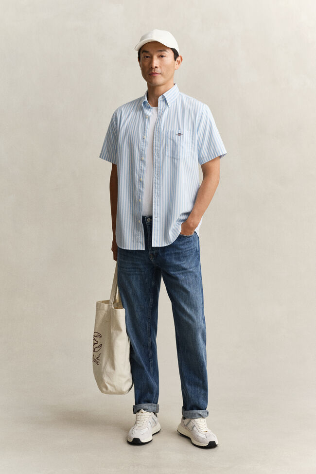 Striped Classic Poplin Short Sleeve Shirt