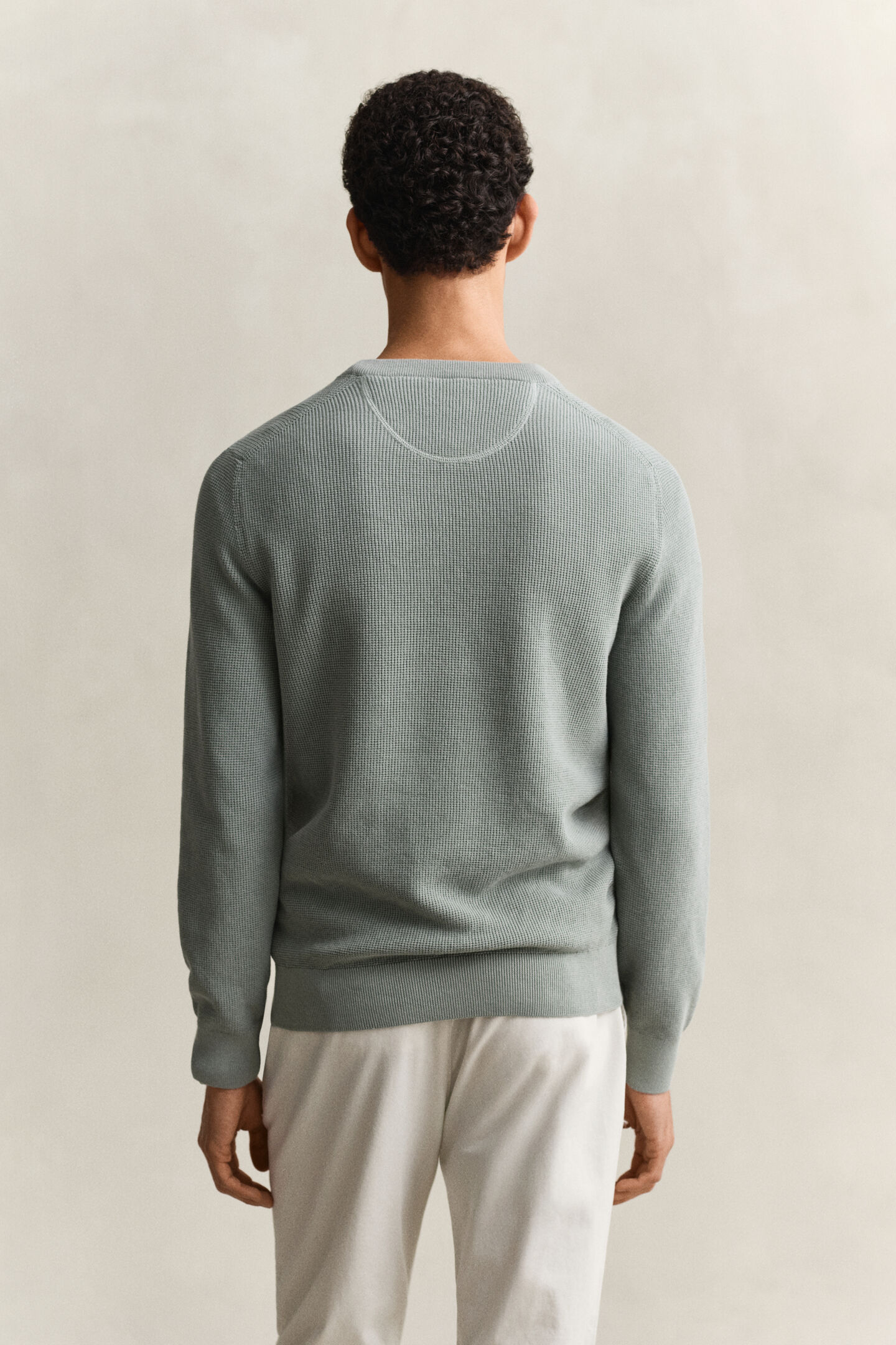 Textured Cotton Crew Neck Sweater