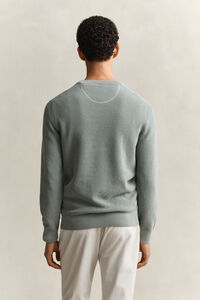 Textured Cotton Crew Neck Sweater