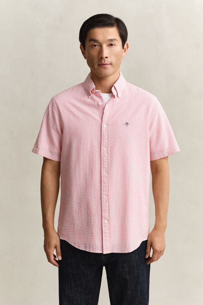 Striped Seersucker Short Sleeve Shirt