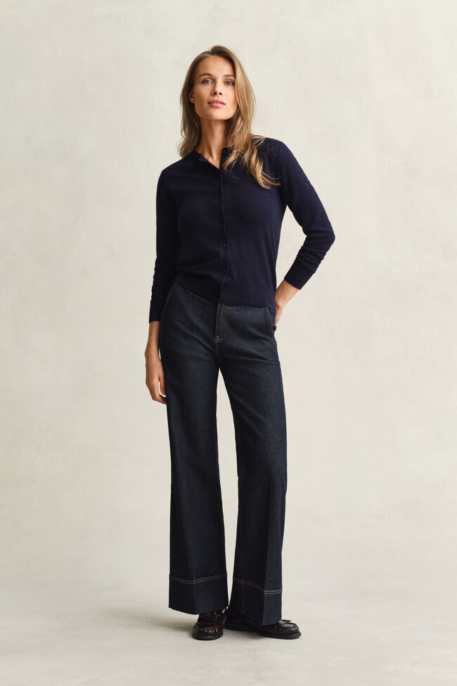 Lightweight Knit Crew Neck Cardigan