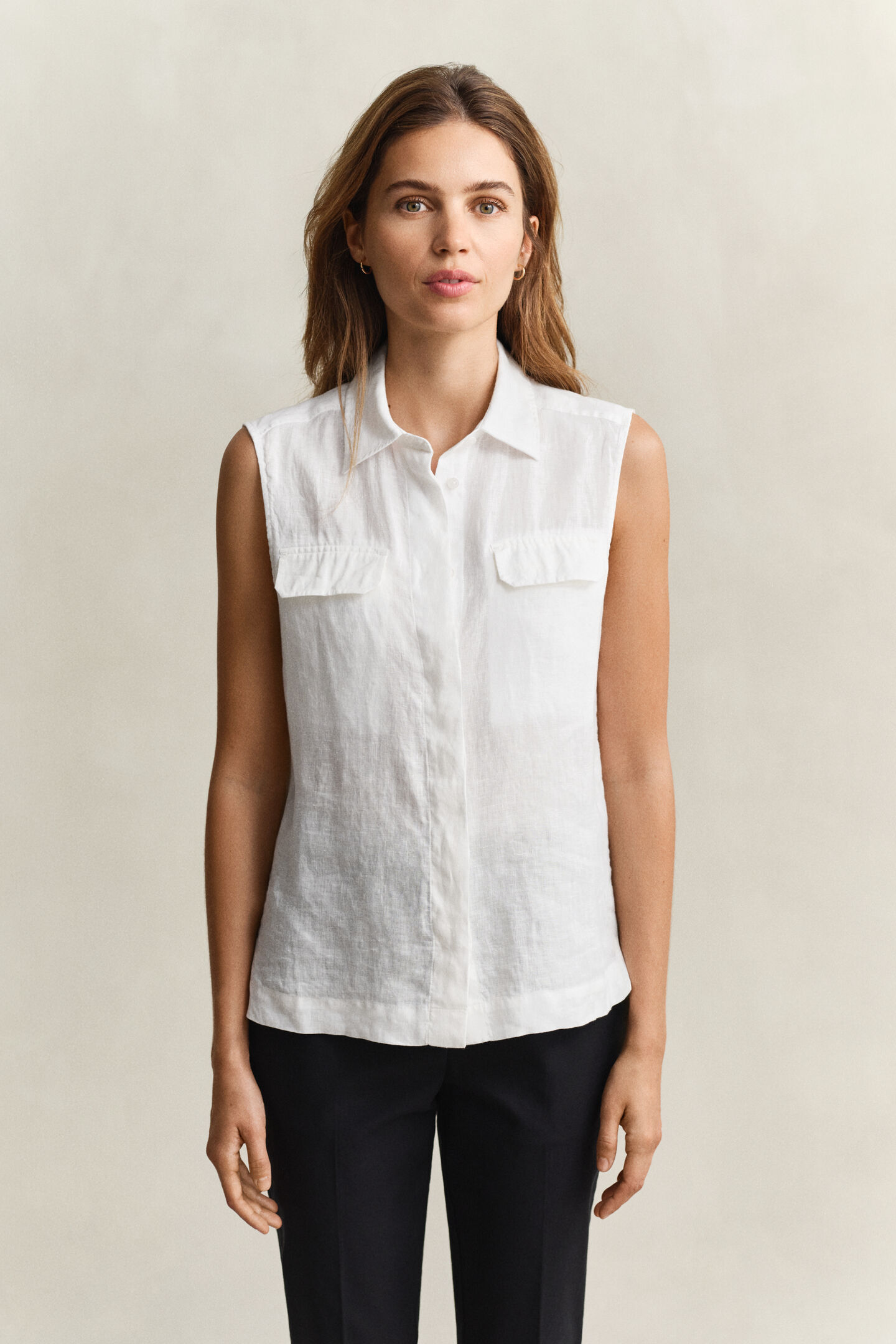 Sleeveless Linen Shirt
