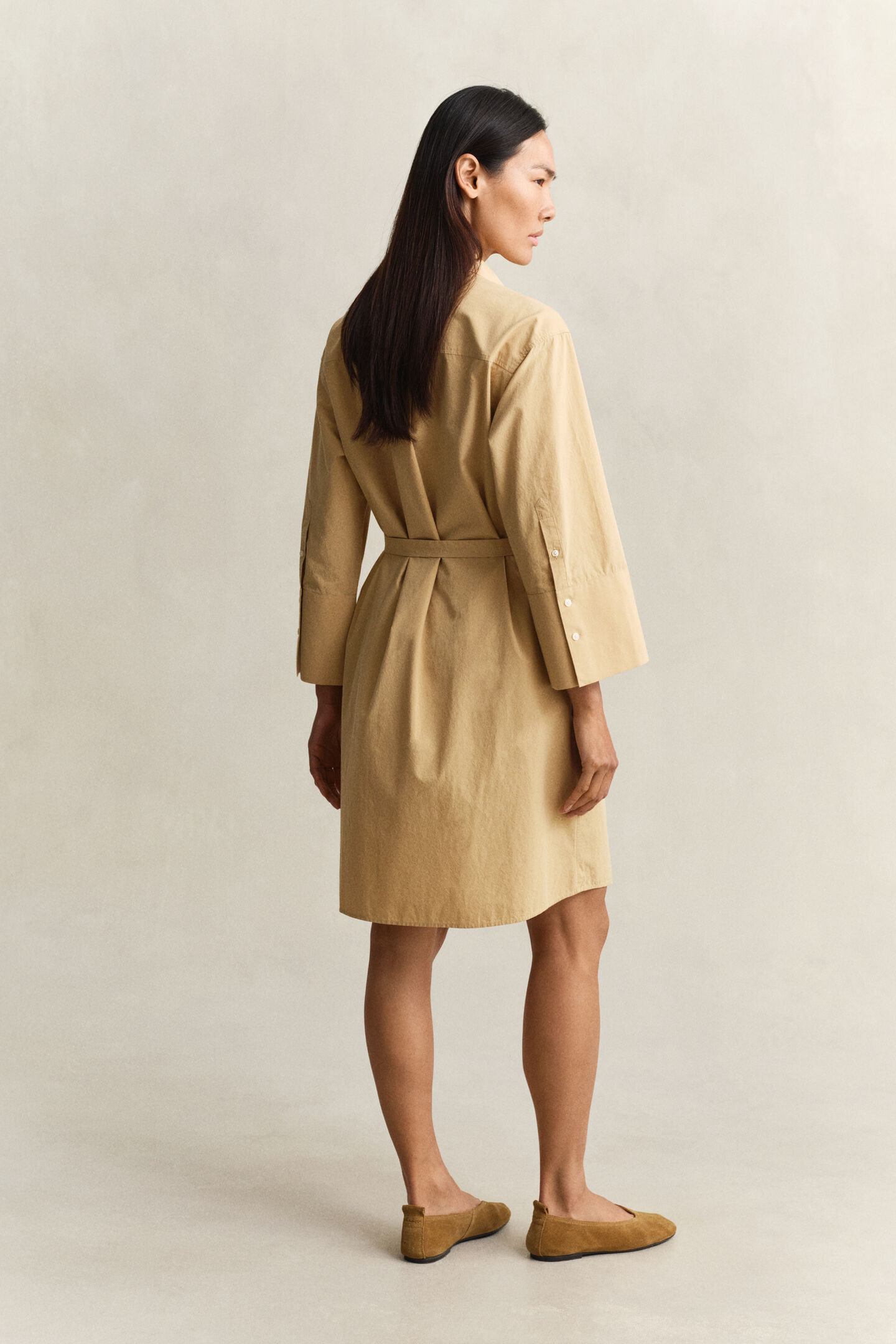 Belted Poplin Shirt Dress