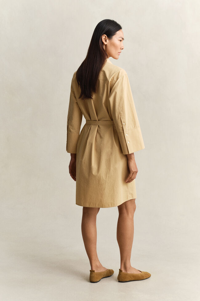 Belted Poplin Shirt Dress