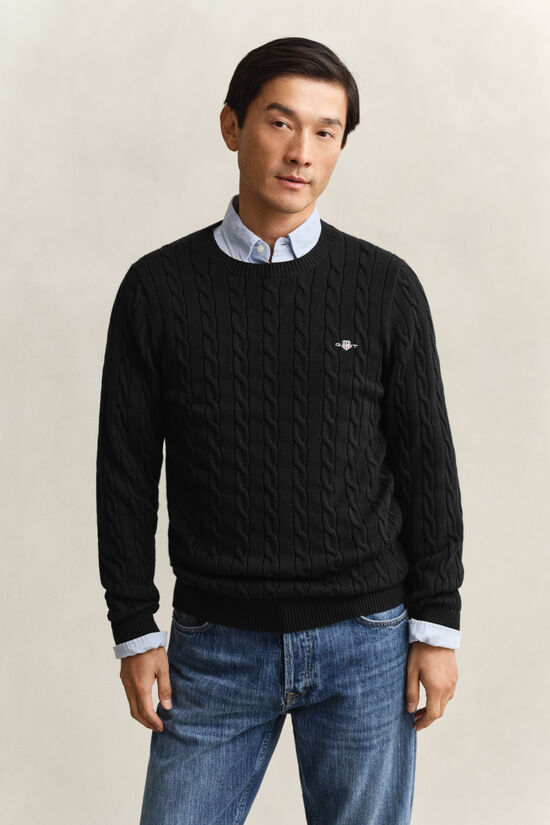 Cotton Cable Knit Crew Neck Sweater