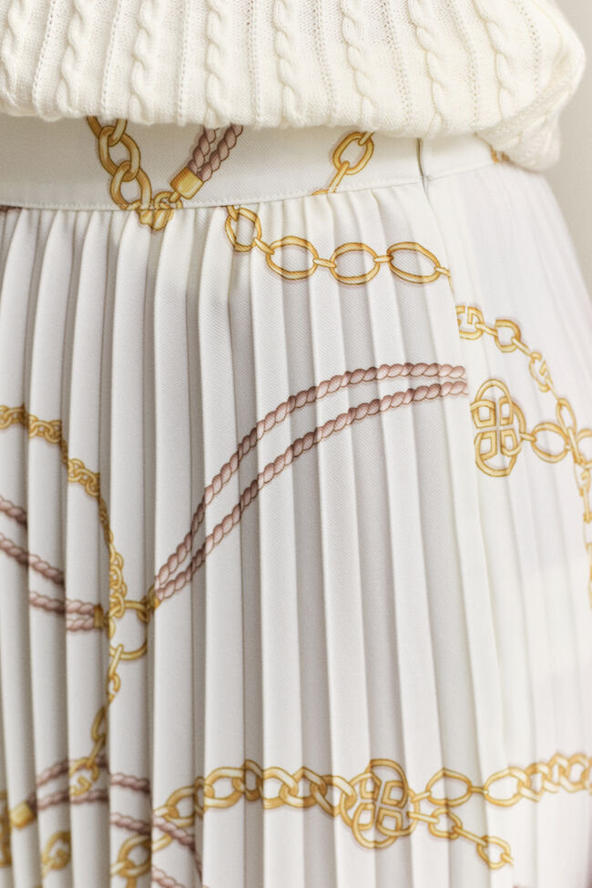 Printed Pleated Midi Skirt