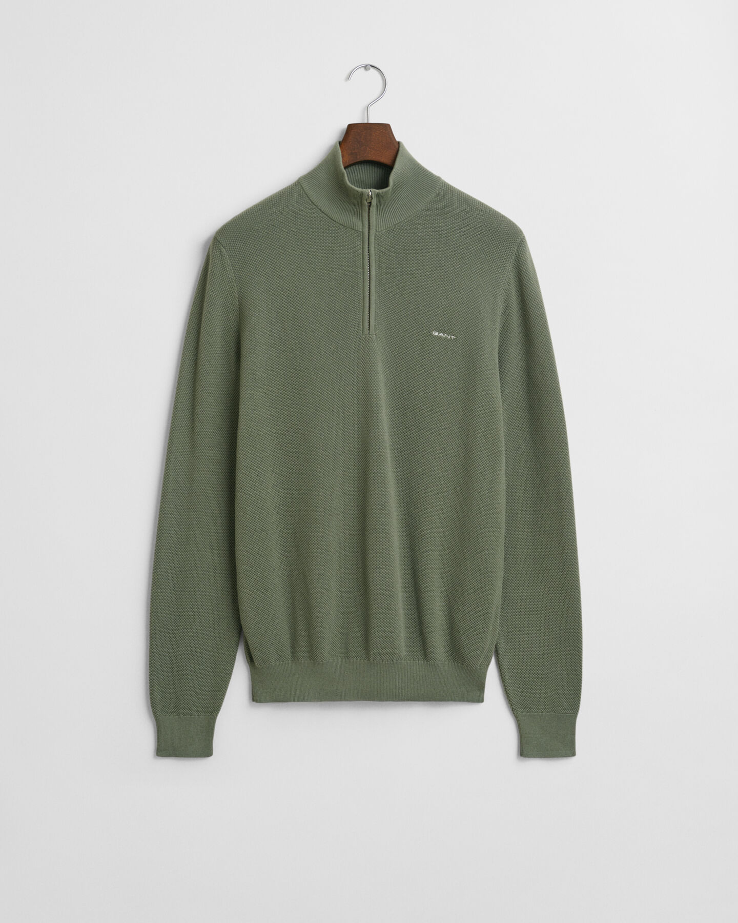 Cotton Piqué Half-Zip Sweater