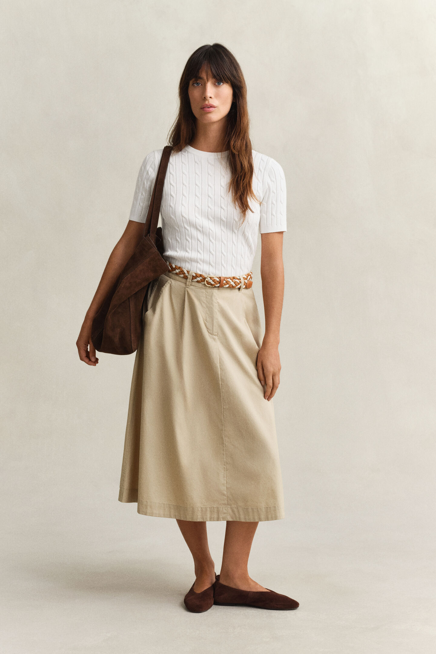 Pleated Chino Skirt