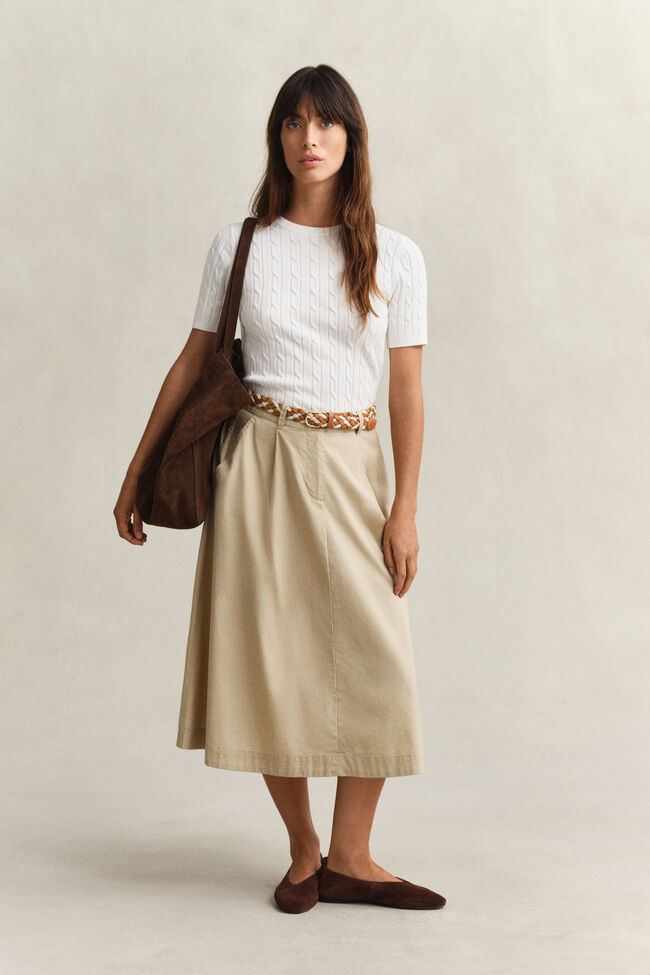Pleated Chino Skirt