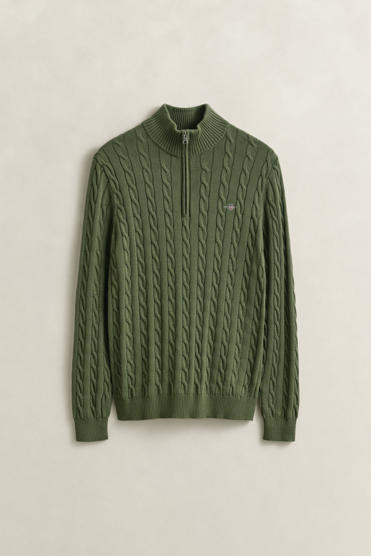 Cotton Cable Knit Half-Zip Sweater