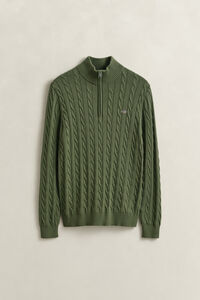 Cotton Cable Knit Half-Zip Sweater