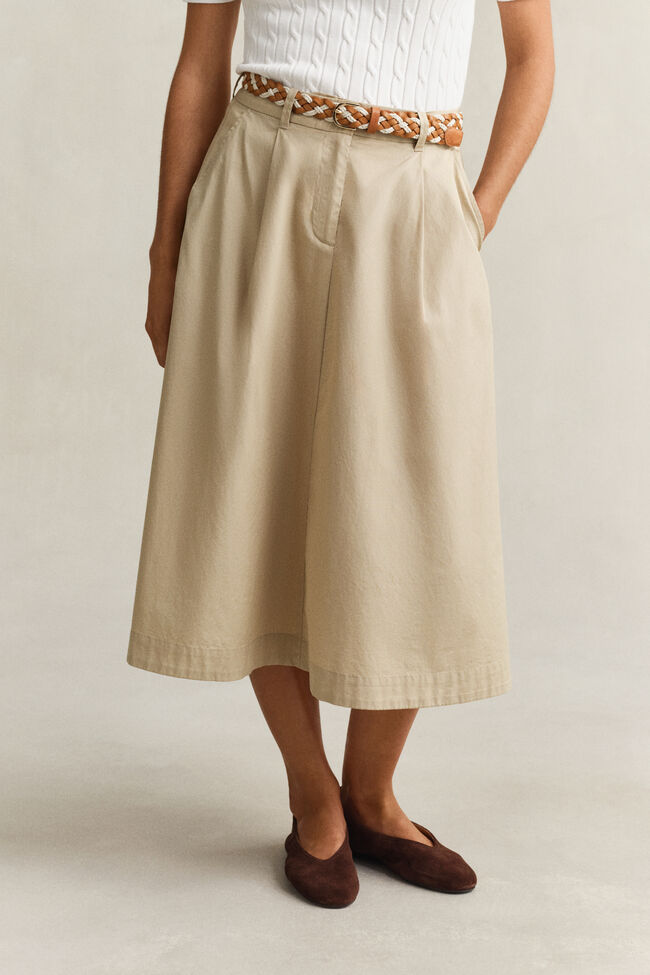 Pleated Chino Skirt