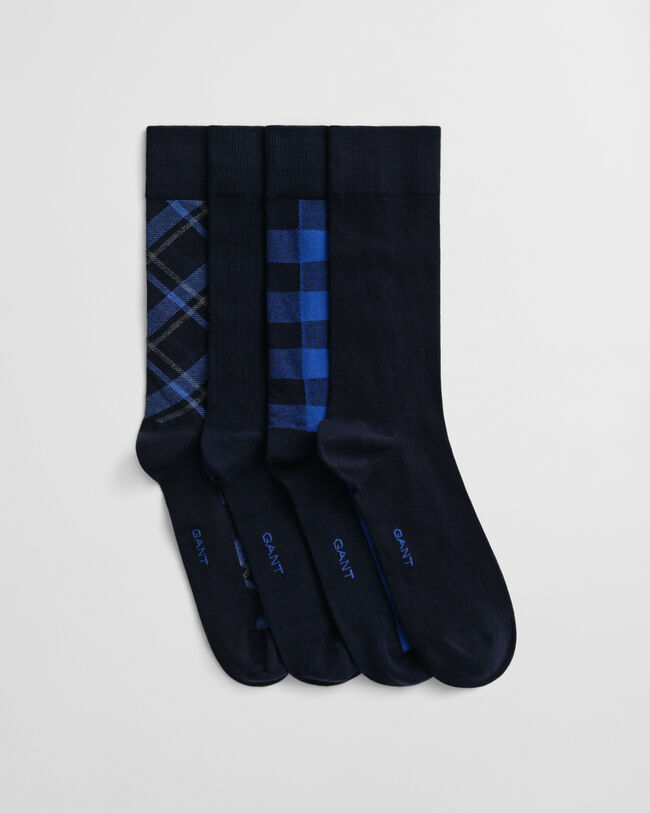 4-Pack Checked & Solid Socks Gift Box