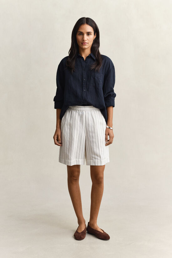 Striped Linen Blend Shorts