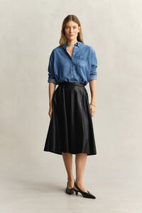 Flared Leather Skirt