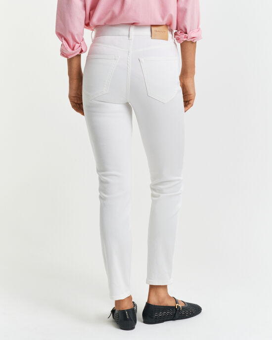 Slim Fit Cropped White Jeans