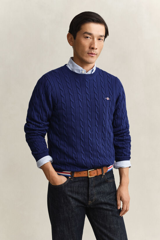 Cotton Cable Knit Crew Neck Sweater