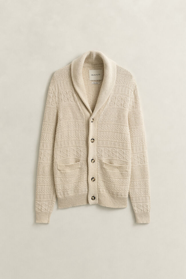 Textured Cotton Blend Cardigan