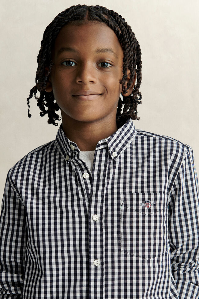 Teen Boys Gingham Poplin Shirt