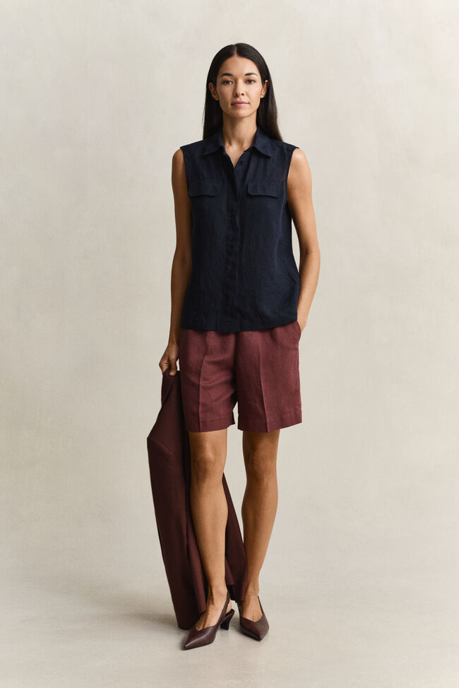 Sleeveless Linen Shirt