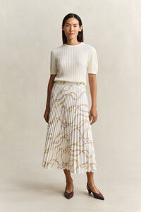 Printed Pleated Midi Skirt