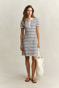 Striped Piqu&eacute; Polo Dress