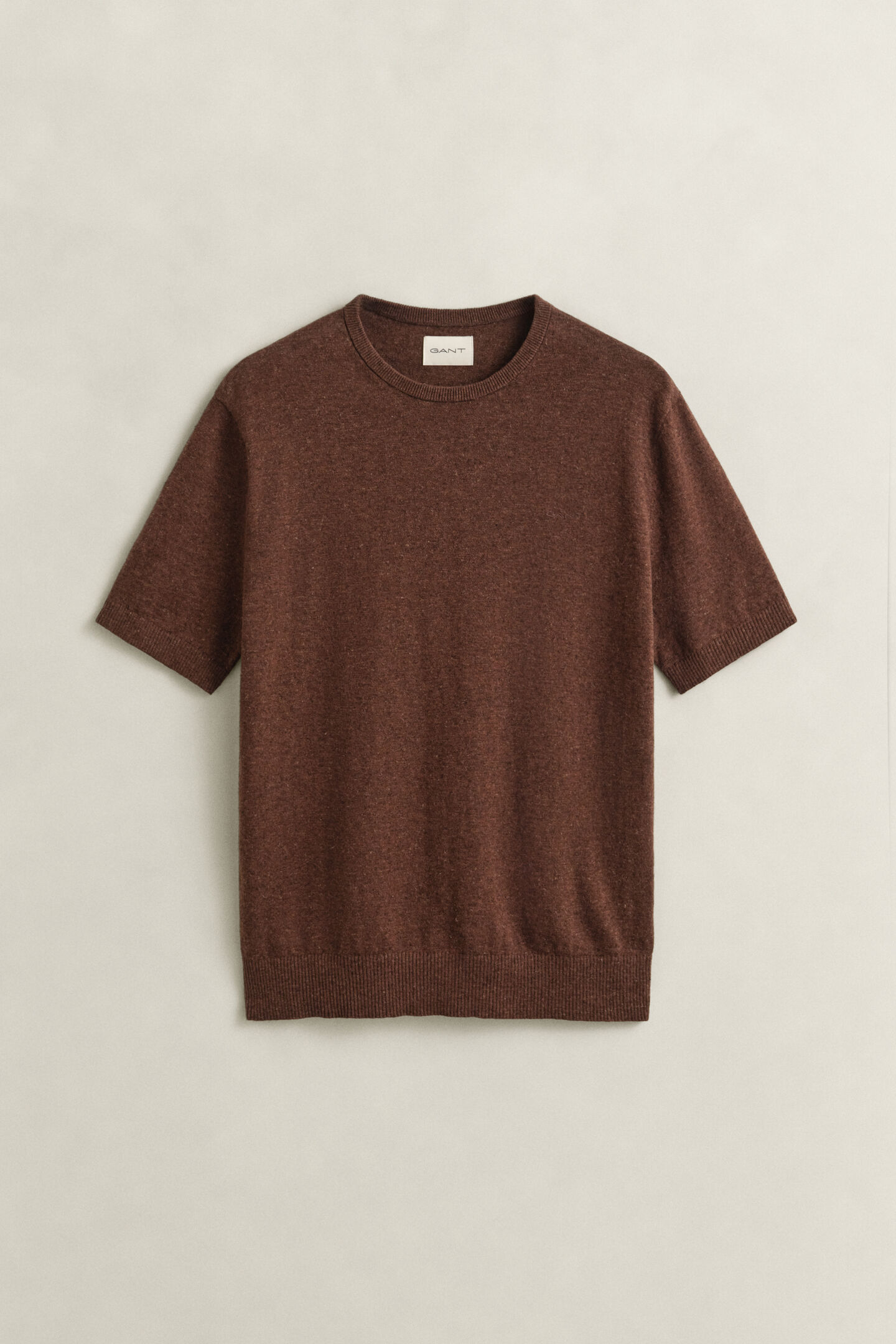 Slub Cotton Blend Short Sleeve Sweater