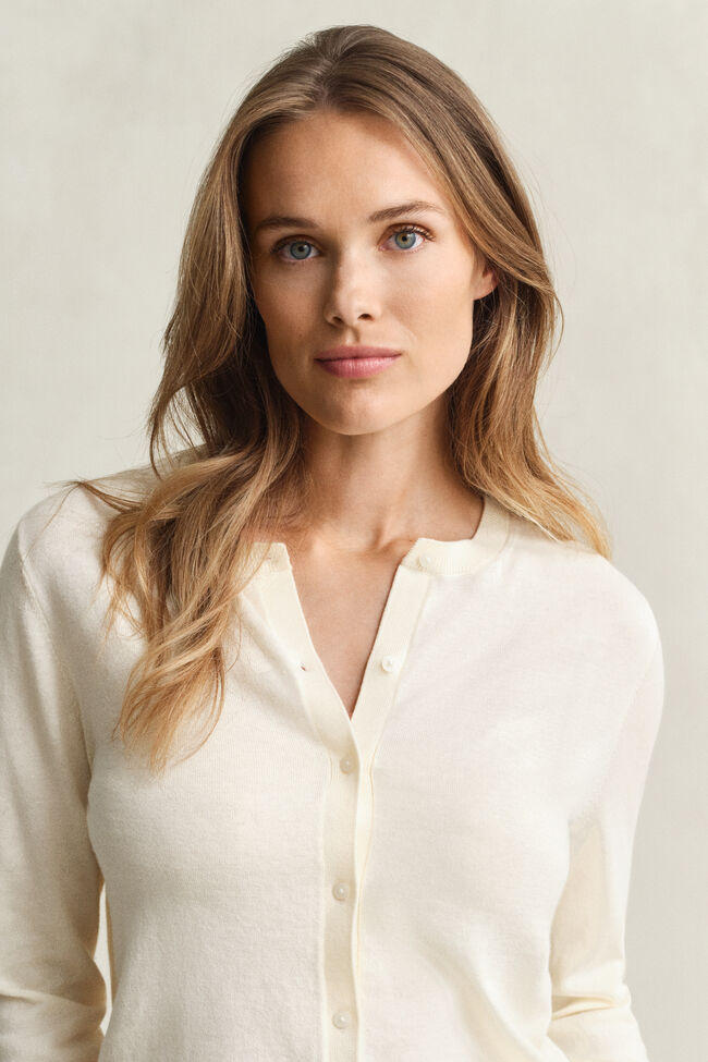 Lightweight Knit Crew Neck Cardigan