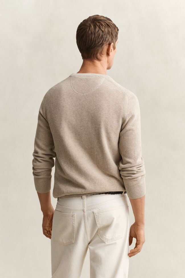 Textured Cotton Crew Neck Sweater