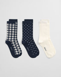 3-Pack Dot & Gingham Checked Socks