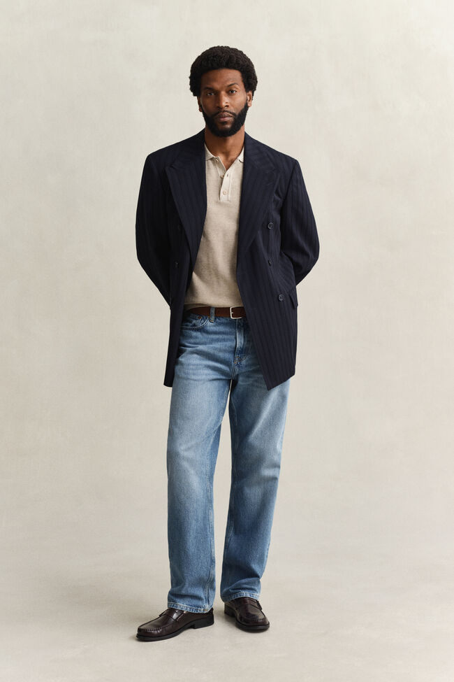 Textured Cotton Polo Sweater