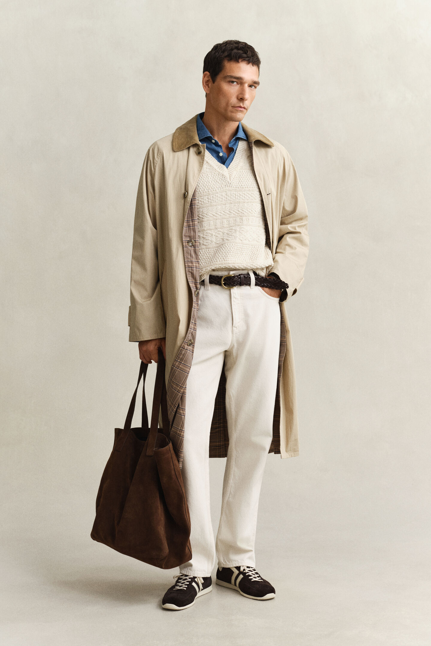 Textured Cotton Blend Vest