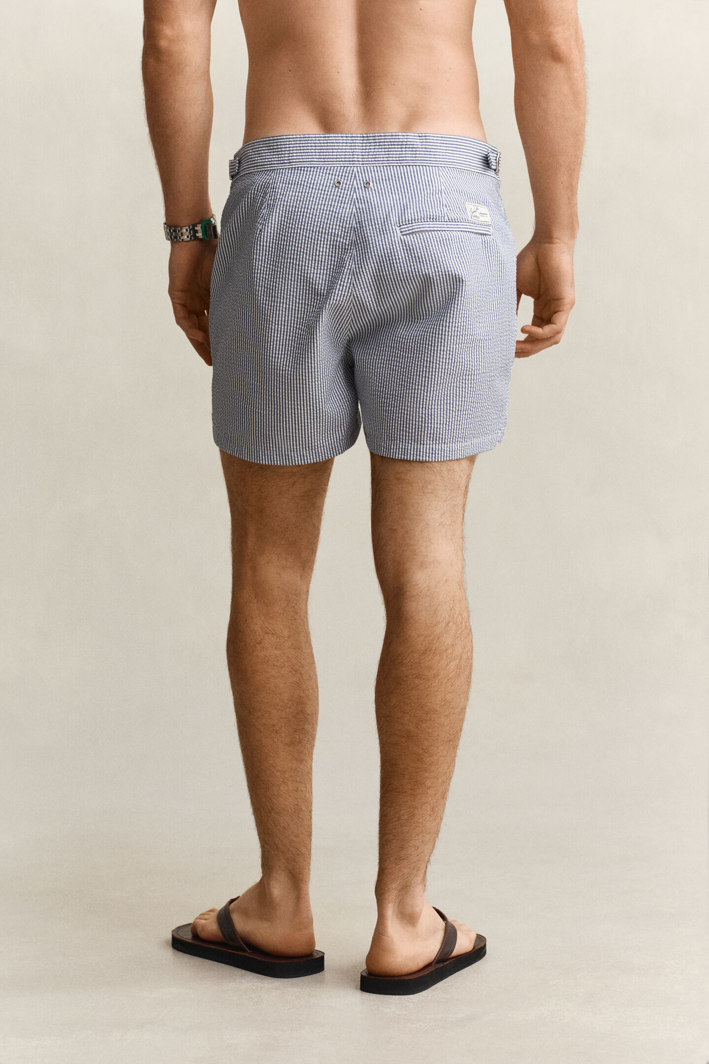 Fitted Seersucker Swim Shorts