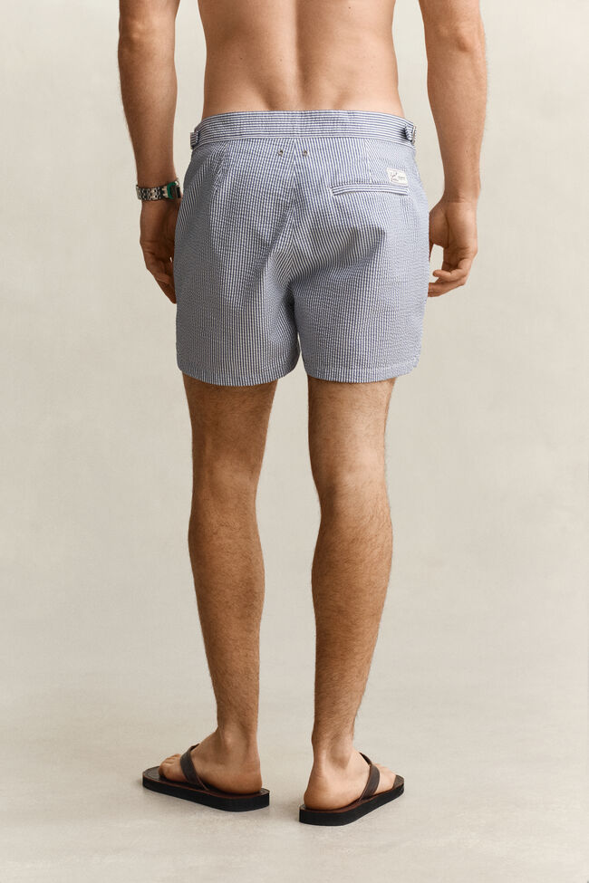 Fitted Seersucker Swim Shorts