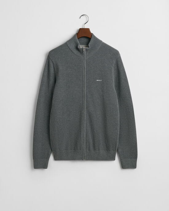 Cotton Piqué Zip Cardigan