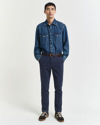 Slim Fit Cotton Herringbone Pants